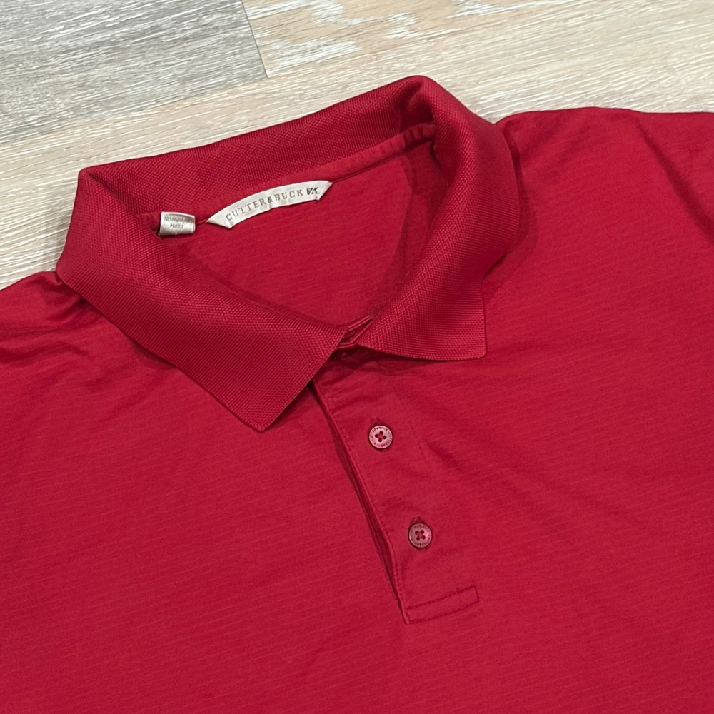 Cutter & Buck Mens Red Pima Cotton Blend Short Sleeve Polo Shirt Size Large